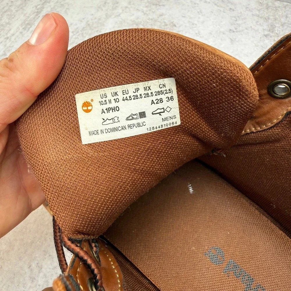 Timberland Oakwell 7-Eye Moc Toe Boots Mens 10.5 Brown Leather Mid Lug Shoes